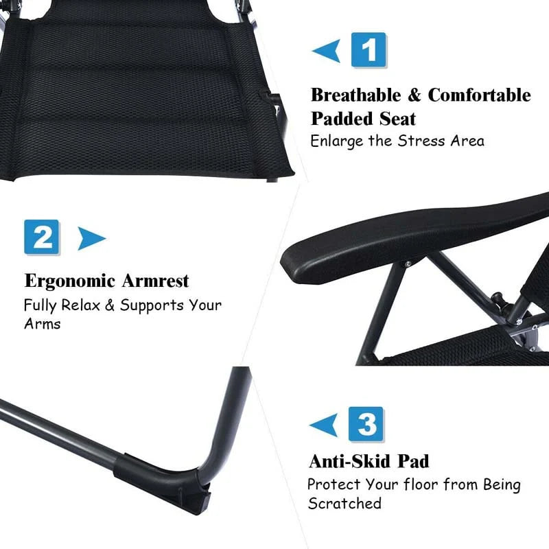 2 Pack Folding Patio Chairs 7 Position Adjustable Lawn Chair Recliner Camping Chair Compact Outdoor Sling Chair Fully Assembly - Comfortable And Ergonomic Design