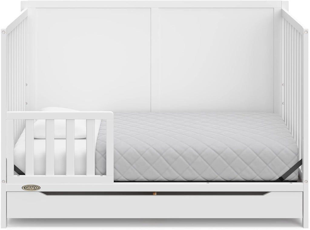 5-in-1 convertible baby crib with drawer - Black
