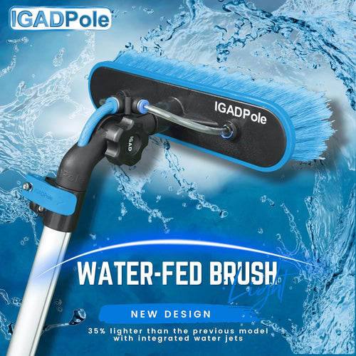 24-foot pole-type cleaning kit: water-driven brush, spider web cleaner, 10-inch scraper and soap box, with 5 to 24 feet (7 meters) of extendable pole.