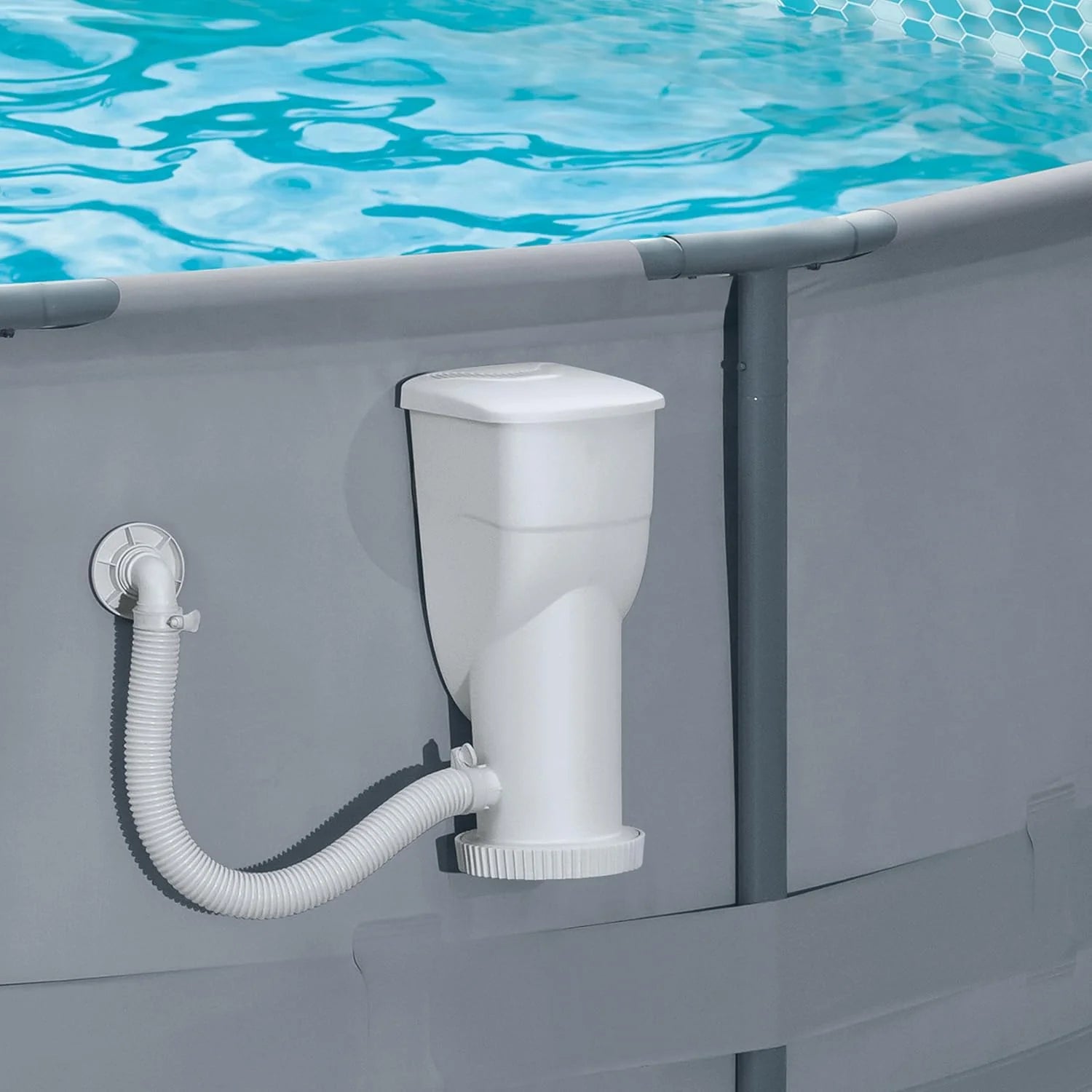Gallons Per Hour 2 in 1 Filter Pump and Skimmer System with Clamps and 1.5 Inch Hose Fitting for Above Ground Swimming Pools