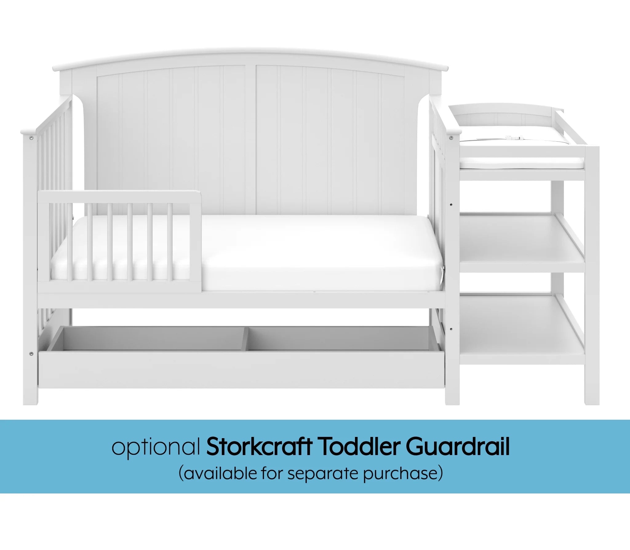 Storkcraft Steveston 5-in-1 Convertible Baby Crib & Changer, White