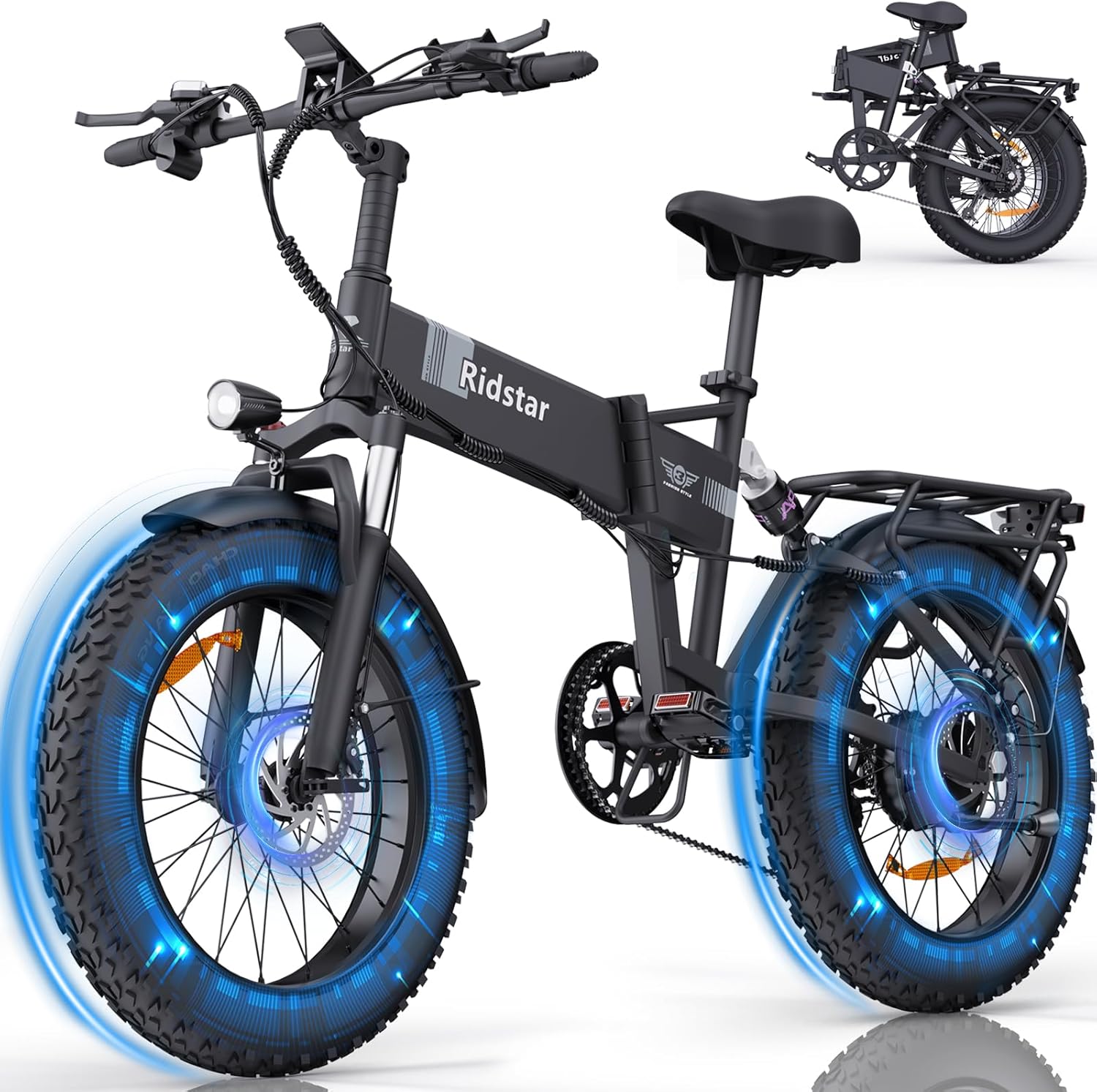 Electric Bike for Adults, 1000W, 25/30MPH,48V,20/15AH Battery, Max 50-75 Miles Electric Motorcycle, 20" Fat Tire Dirt Bik