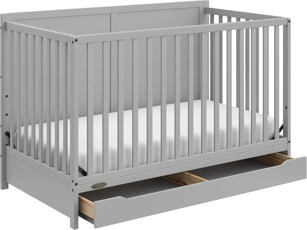 5-in-1 convertible baby crib with drawer - Black
