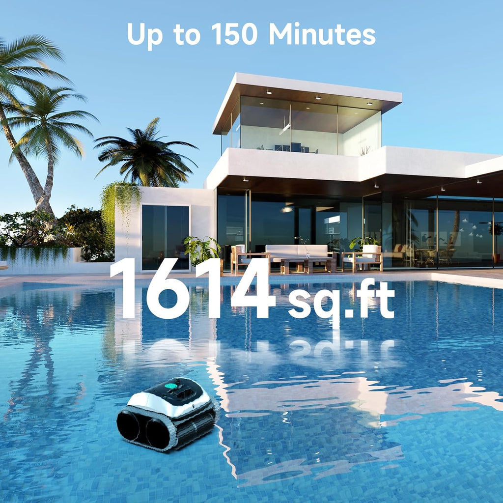 C1 Cordless Pool Vacuum, Wall & Waterline Cleaning, Pool Cleaner Robot with Smart Route Planning, 150 Mins Runtime, Ideal for Inground Pools Up to 1,614 Sq.ft, DeepGrey & Green
