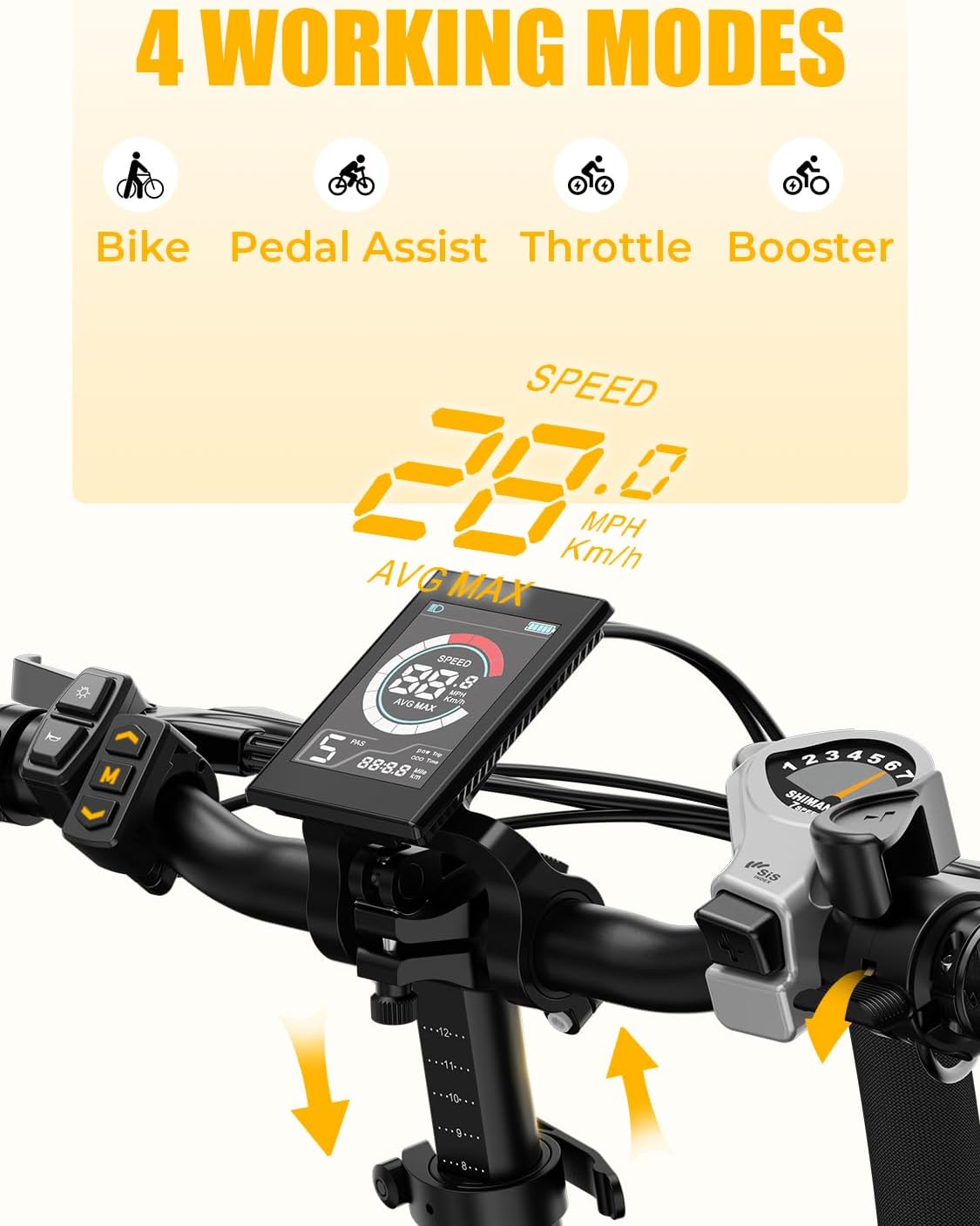2.0 Electric Bike for Adults, Peak 1400W Peak Motor Ebike, 45KM/H Max Speed [20"*4 Fat Tire All-Terrain] 600Wh Removable Battery Folding Step-Thru E Bike with Front Suspension