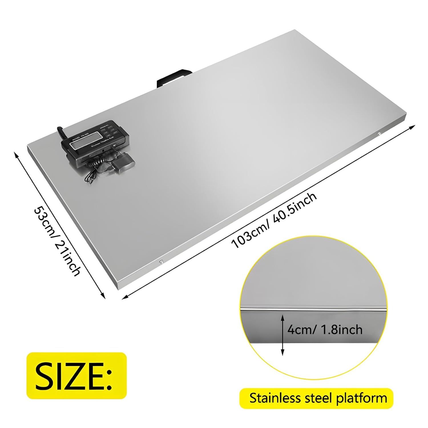 Digital livestock scale, electronic digital pet veterinary scale 1100 pounds x 0.2 pounds, large platform stainless steel postal transportation scale, suitable for large livestock (dogs, pigs, sheep)