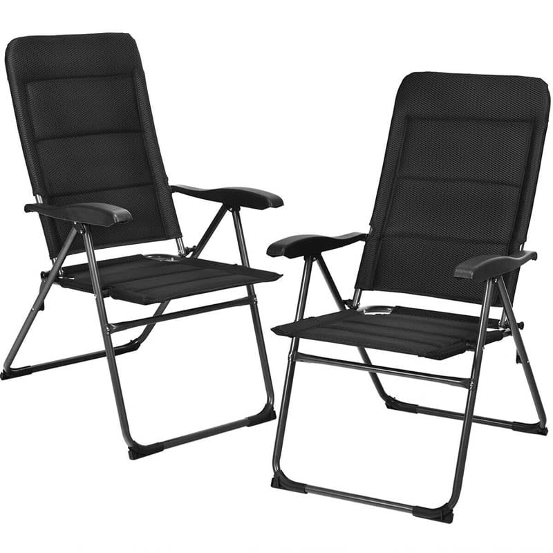 2 Pack Folding Patio Chairs 7 Position Adjustable Lawn Chair Recliner Camping Chair Compact Outdoor Sling Chair Fully Assembly - Comfortable And Ergonomic Design
