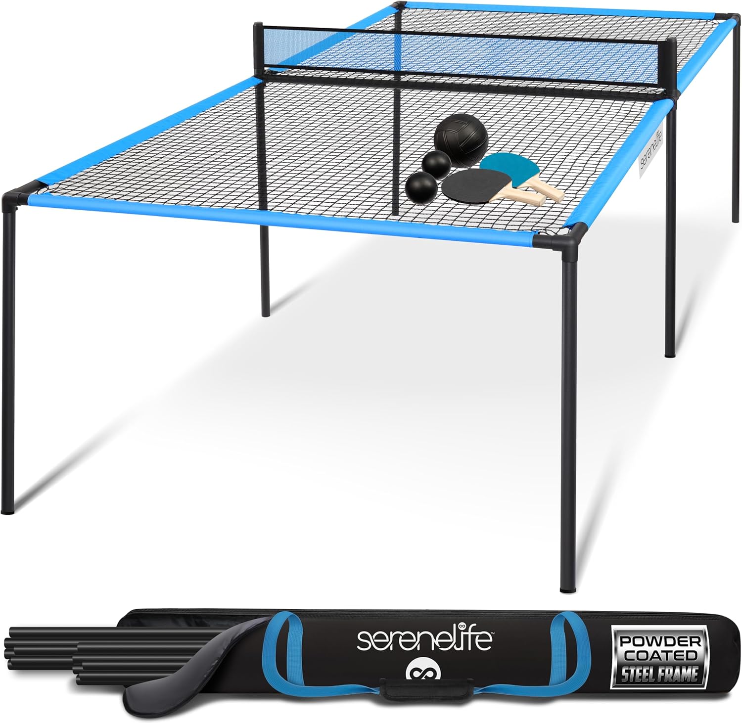 Table Tennis Set - Portable and foldable table tennis table (with net, posts and clips) - Suitable for indoor and outdoor use, suitable for camping and beach activities, space-saving design