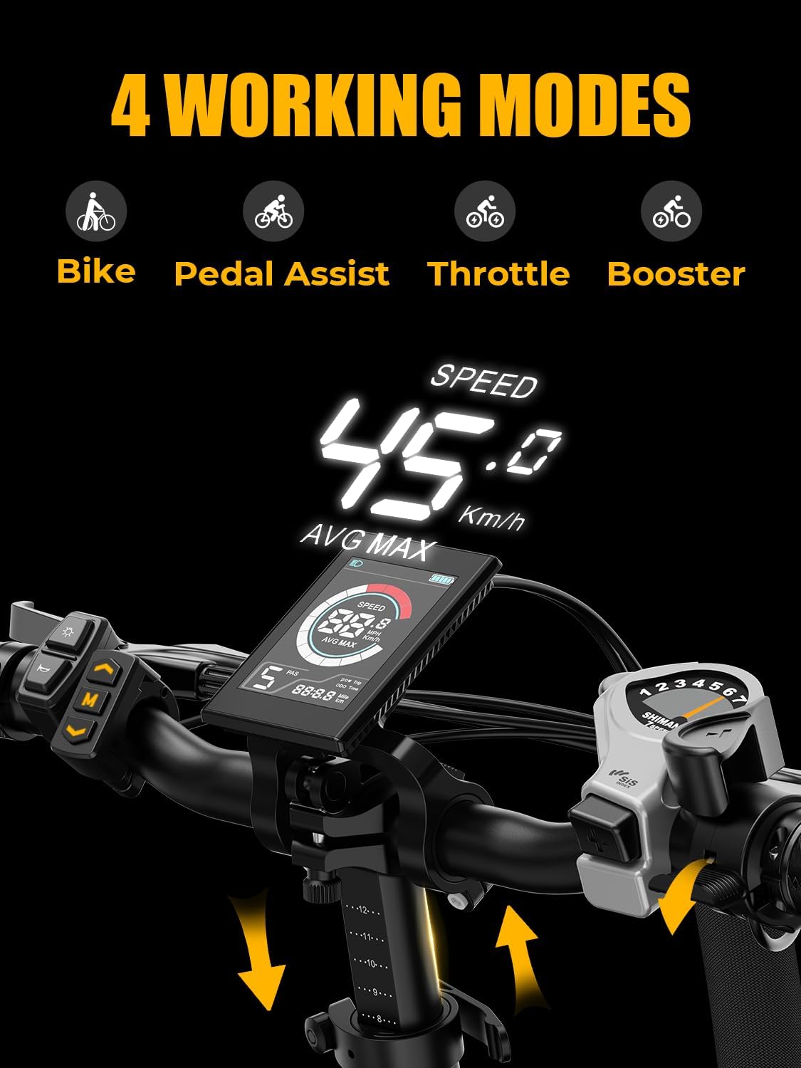 2.0 Electric Bike for Adults, Peak 1400W Peak Motor Ebike, 45KM/H Max Speed [20"*4 Fat Tire All-Terrain] 600Wh Removable Battery Folding Step-Thru E Bike with Front Suspension