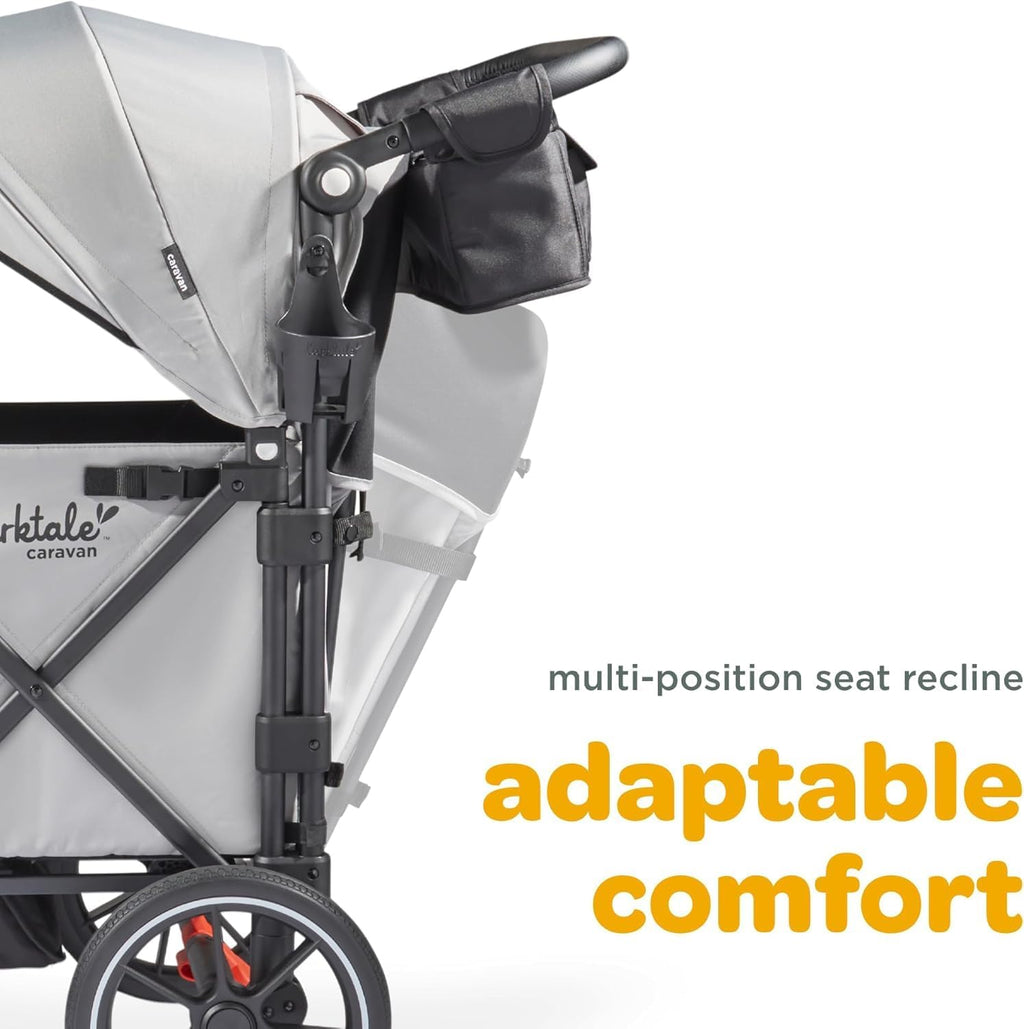 Foldable Stroller/Wagon for Kids & Babies - Seats up to Four Passengers - 214 lbs Total Weight Capacity - Dual Sun Canopies, Adjustable Handlebar