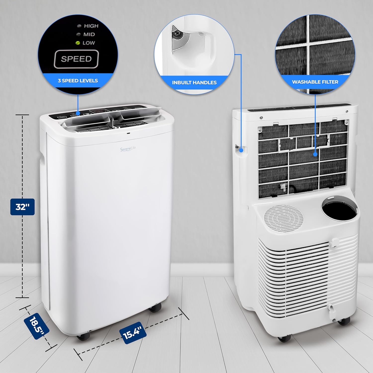 10,000 BTU Portable Air Conditioner– 4-in-1 AC Unit w/Cooling, Dehumidifier, Heater, & Fan– Includes Remote Control, Window Mount Kit, Quiet Operation, 24-Hour Timer