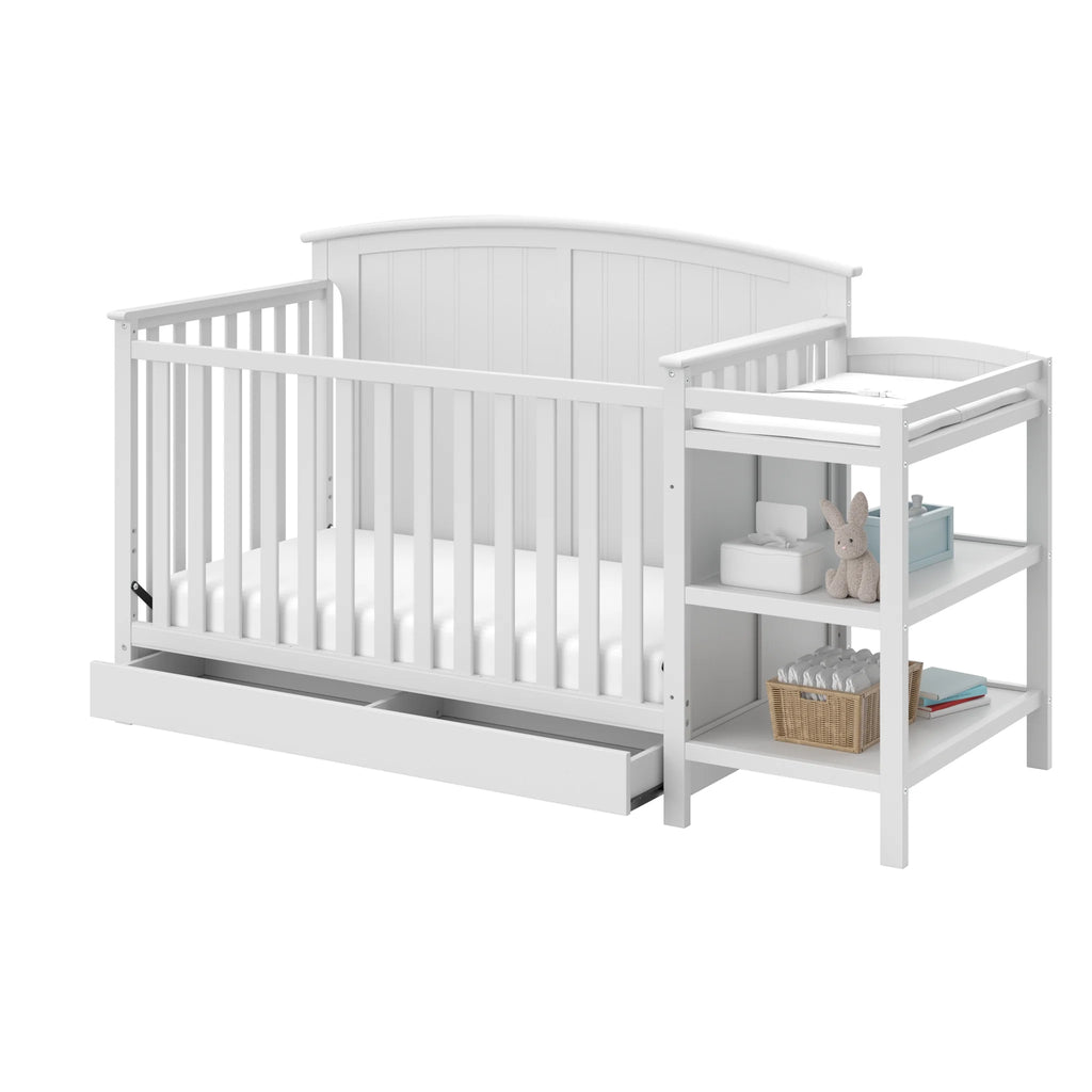 Storkcraft Steveston 5-in-1 Convertible Baby Crib & Changer, White