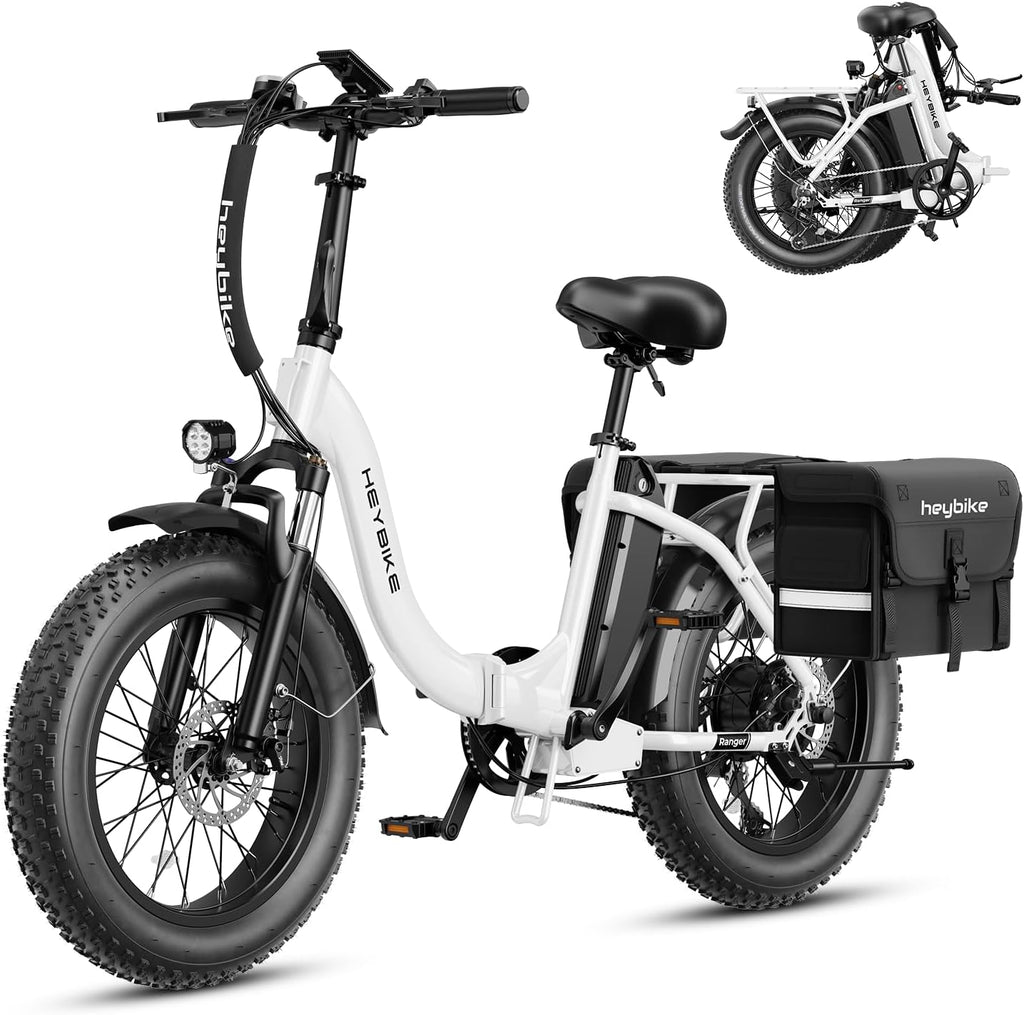 2.0 Electric Bike for Adults, Peak 1400W Peak Motor Ebike, 45KM/H Max Speed [20"*4 Fat Tire All-Terrain] 600Wh Removable Battery Folding Step-Thru E Bike with Front Suspension
