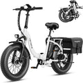 2.0 Electric Bike for Adults, Peak 1400W Peak Motor Ebike, 45KM/H Max Speed [20"*4 Fat Tire All-Terrain] 600Wh Removable Battery Folding Step-Thru E Bike with Front Suspension