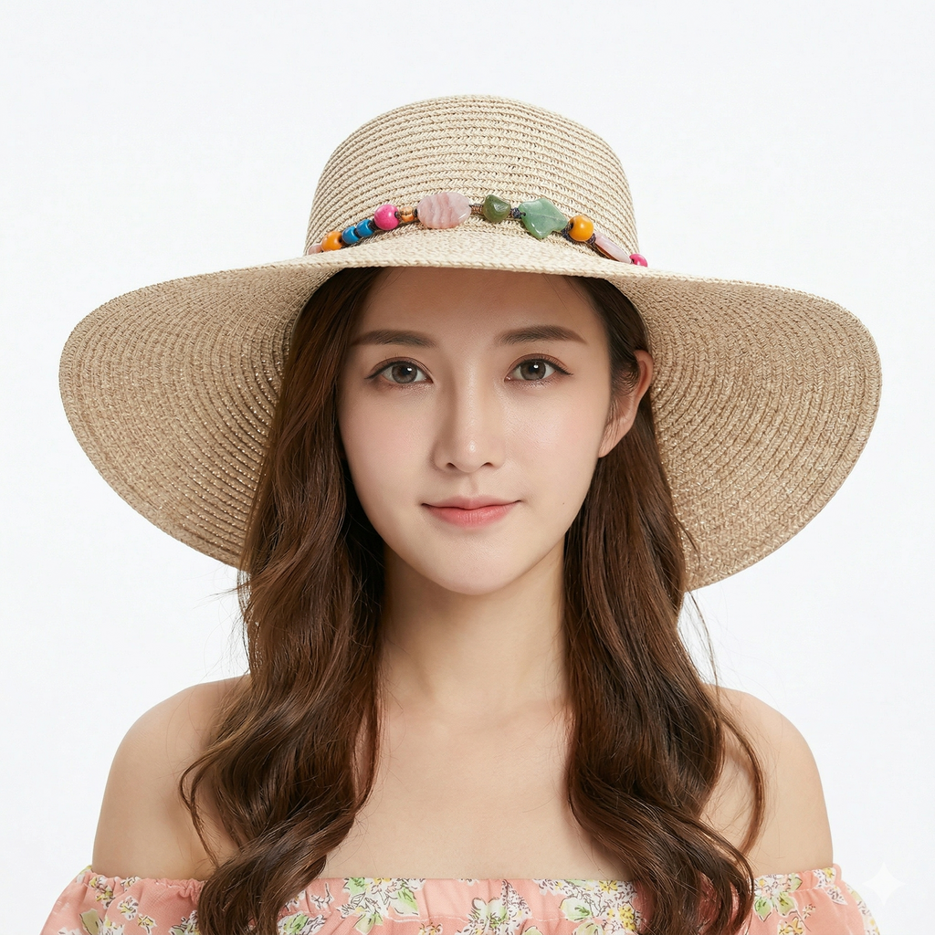 Women’s Straw Sun Hat — Wide Brim Breathable Summer