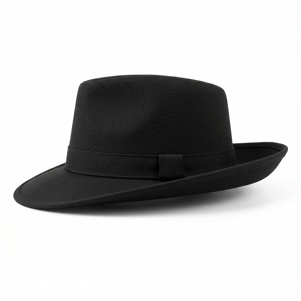 Men’s Retro Fedora Hat — Wide Brim Classic Flat Top