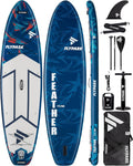 11-inch x 34-inch inflatable paddleboard, ultra-wide SUP equipment, capable of carrying 420 pounds / 3 adults, yoga standing paddleboard, 110-liter backpack, 15 D-rings, shoulder straps, dual-action inflatable pump