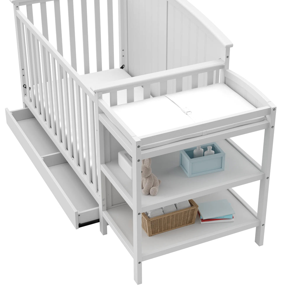 Storkcraft Steveston 5-in-1 Convertible Baby Crib & Changer, White