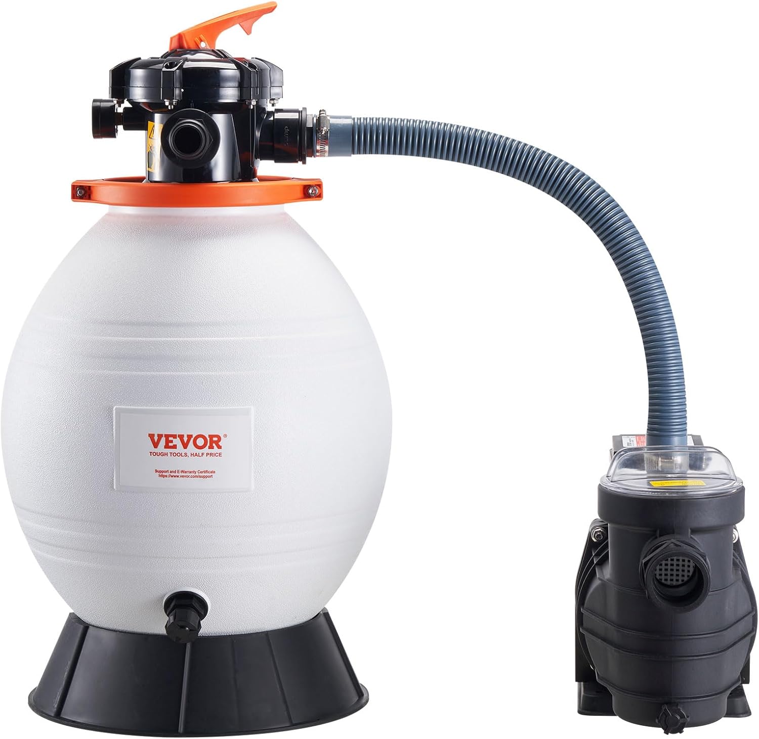 Outdoor swimming pool sand filter pump, 16 inches, 3500 liters/minute, 1 horsepower, swimming pool water pump system and filter kit set, equipped with 6-way multi-interface valve and filter basket, suitable for both household and commercial swimming