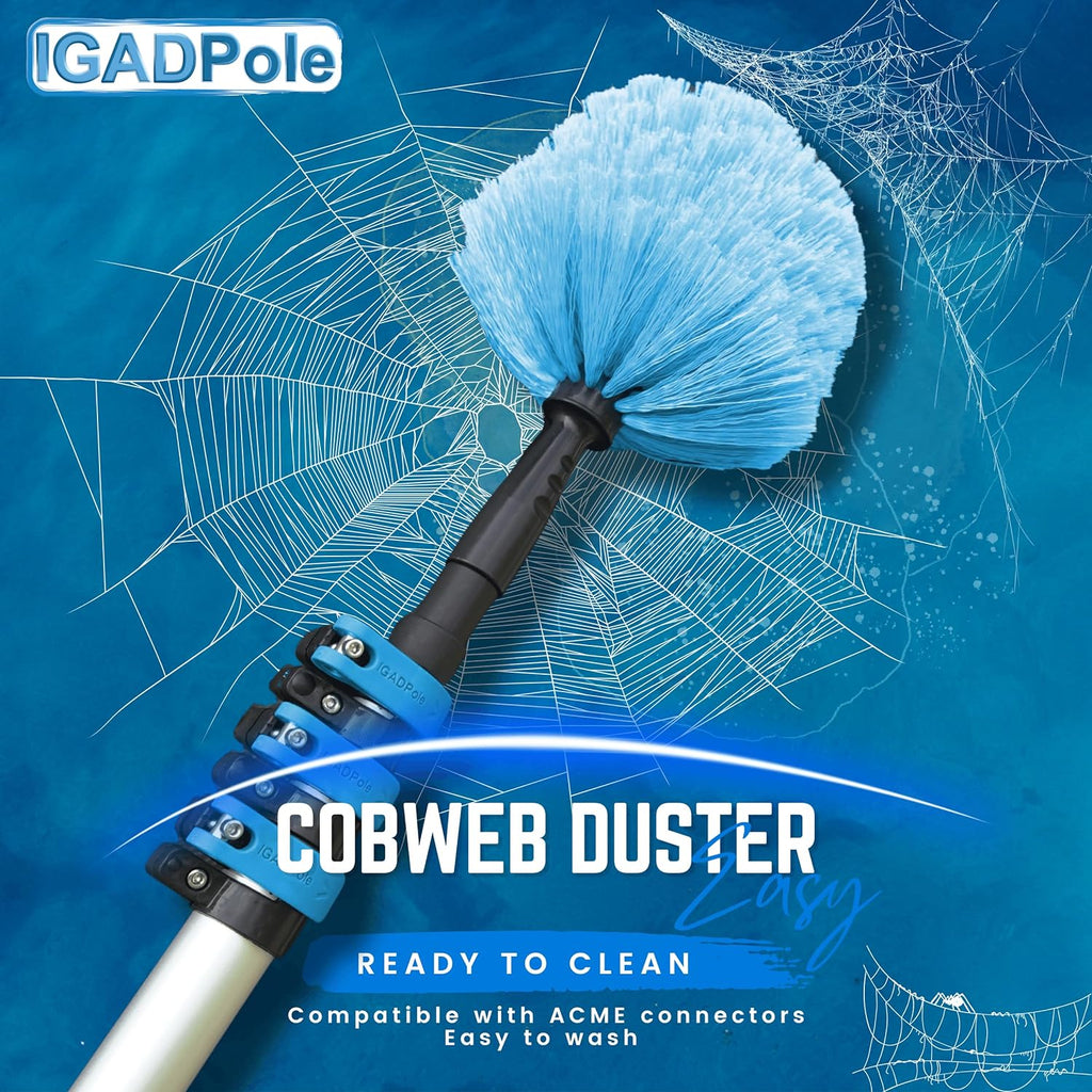 24-foot pole-type cleaning kit: water-driven brush, spider web cleaner, 10-inch scraper and soap box, with 5 to 24 feet (7 meters) of extendable pole.