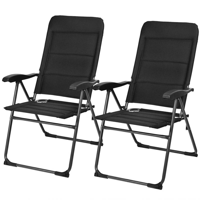 2 Pack Folding Patio Chairs 7 Position Adjustable Lawn Chair Recliner Camping Chair Compact Outdoor Sling Chair Fully Assembly - Comfortable And Ergonomic Design