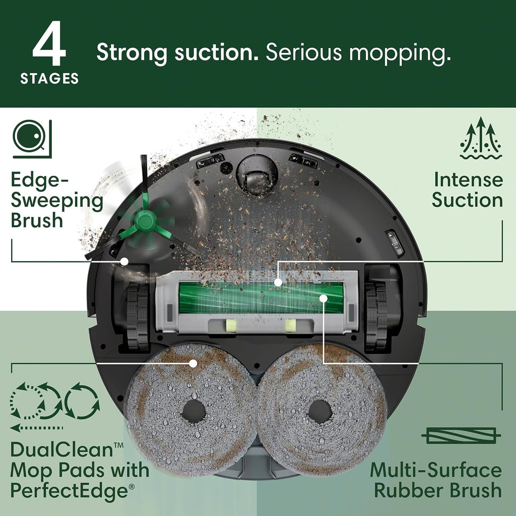Combined robot vacuum mop + automatic cleaning platform - expandable rotating mop pad, automatic emptying, pad cleaning and heating drying, automatic cleaning, obstacle recognition and avoidance, laser radar navigation