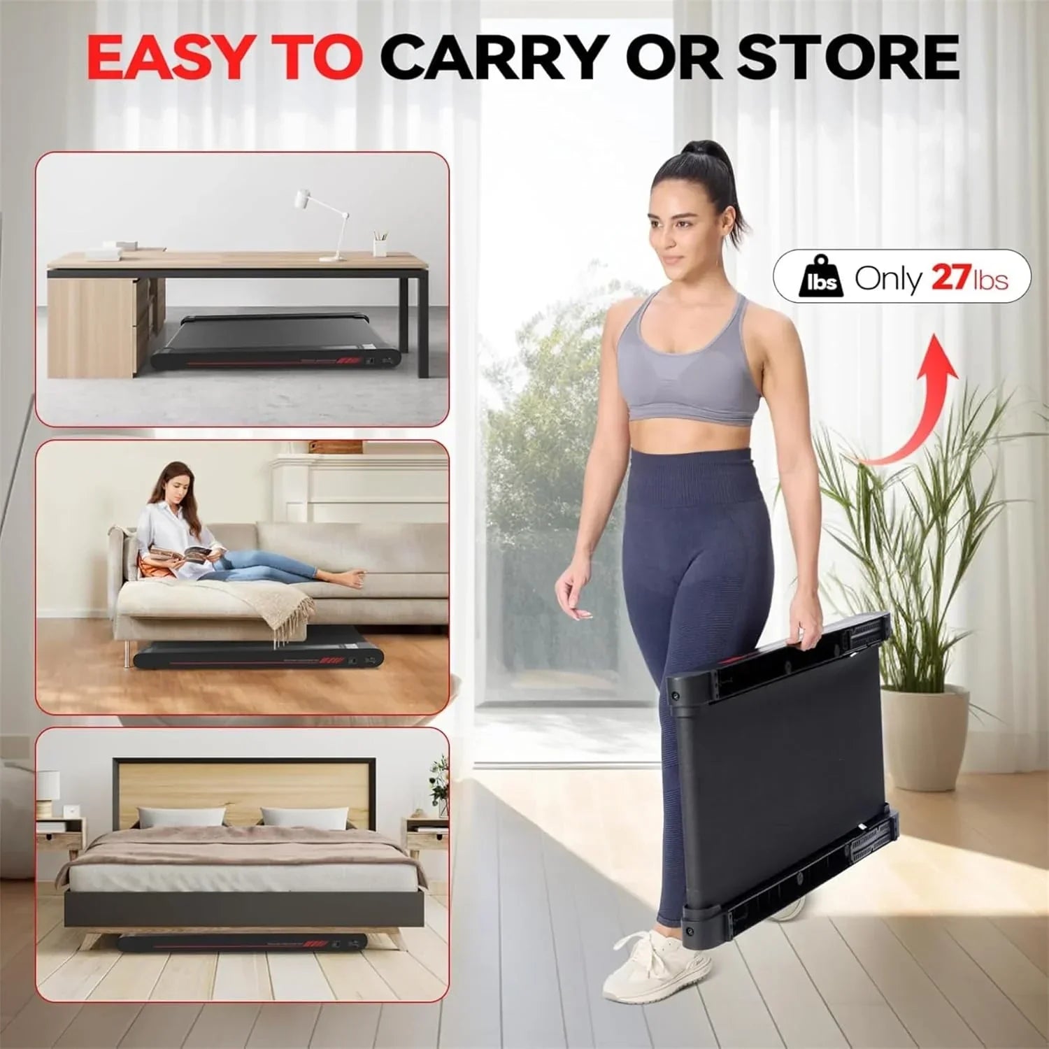 Walking Vibration Pad with APP, 3 in 1 Under Desk Treadmill, 2.5HP Low Noise Walking Treadmill Pad with Remote Control,Portable Treadmills for Home Office