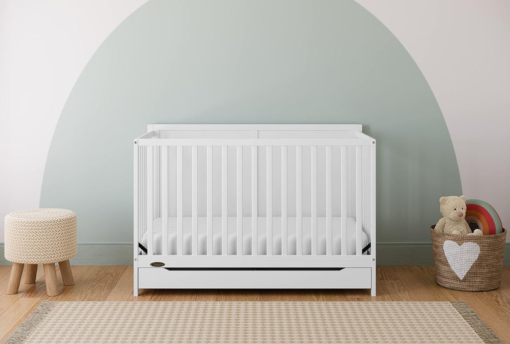 5-in-1 convertible baby crib with drawer - Black