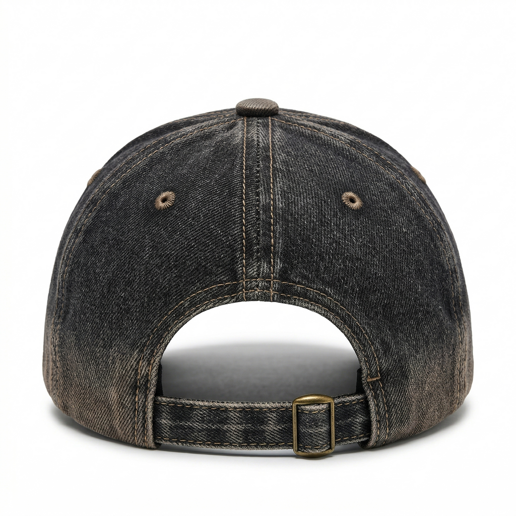 Distressed Gradient Denim Cap — Adjustable Sunshade Hat