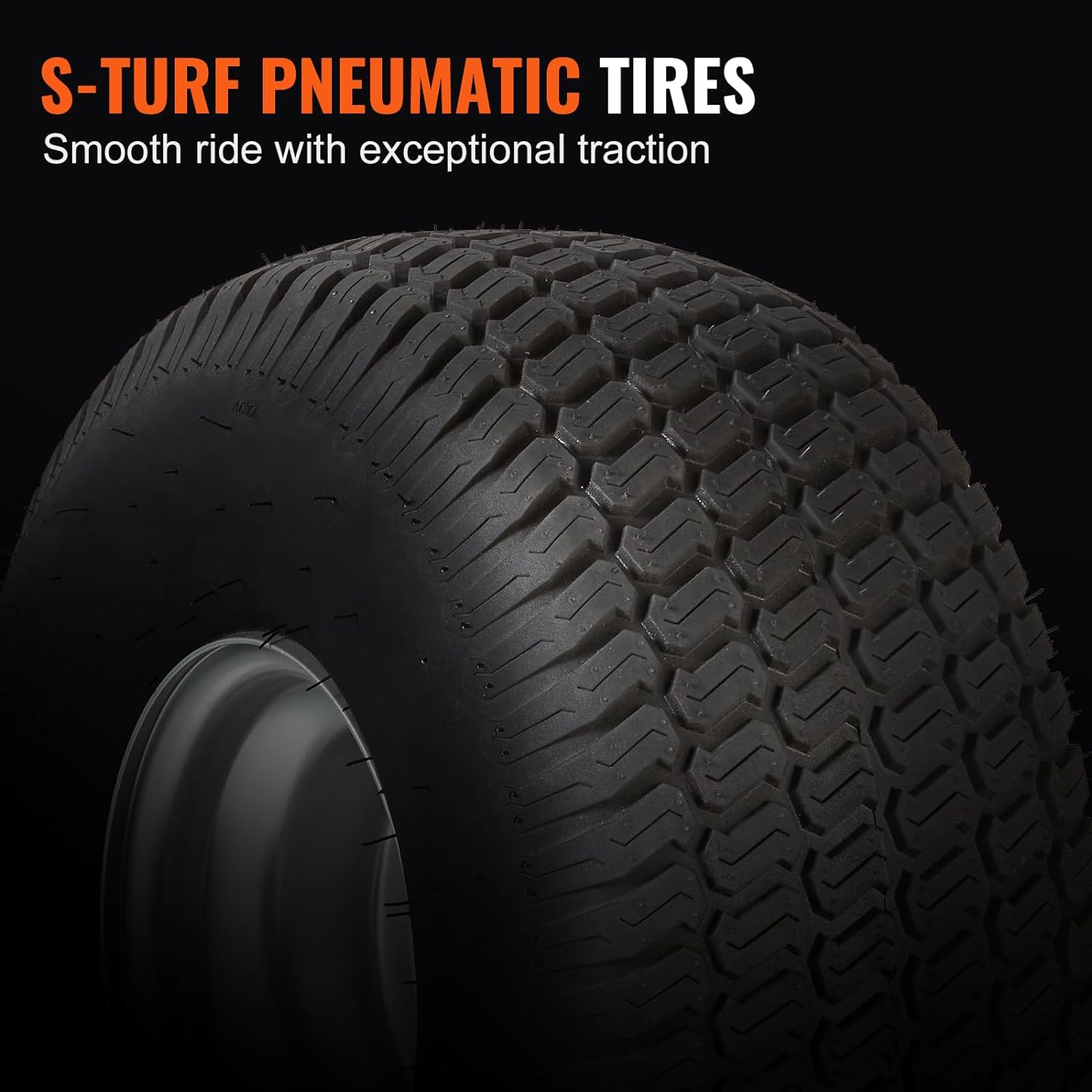 Lawn Mower Tires, 15x6-6" Lawn Tractor Tires, 2-Pack Tire and Wheel Assemblies, Turf Pneumatic Tires with 3" Centered Hub and 3/4" Bushing Size, 16 PCS Adapters for Riding Mowers Lawn Tractors