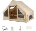 Inflatable camping tents (equipped with an inflation pump), air-type luxury camping tents, simple to set up and windproof/droughtproof inflatable tents, Oxford-style cabin tents suitable for all seasons with mesh windows and chimney-style openings.