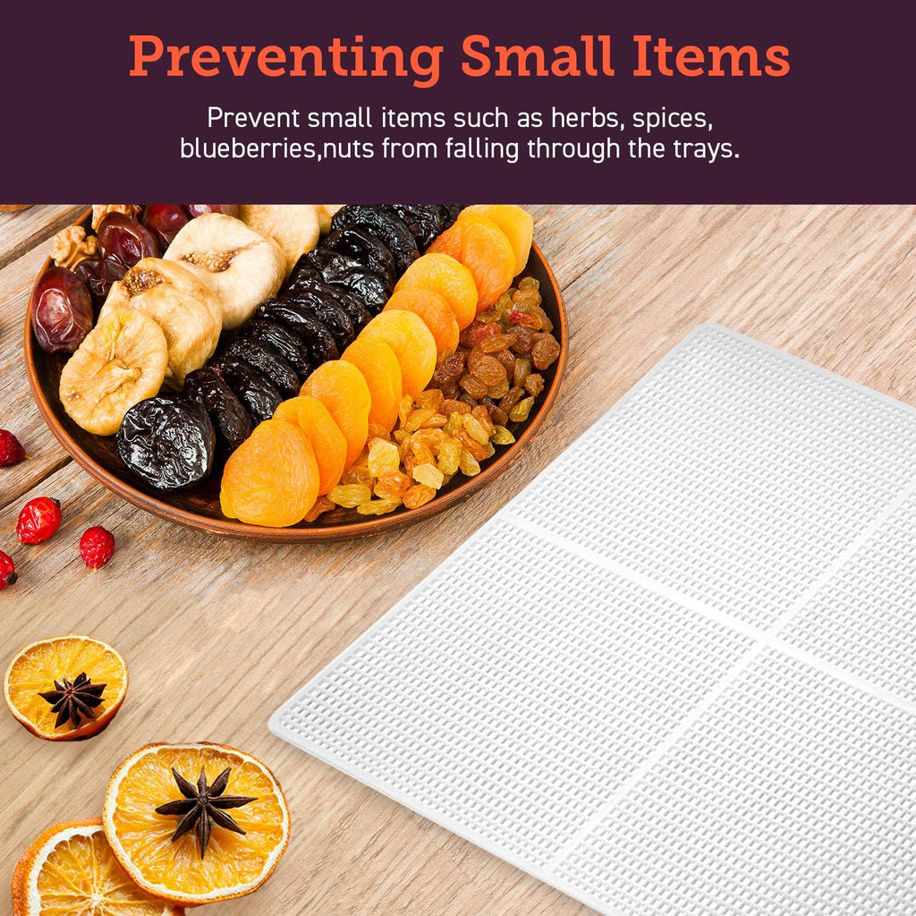 Food Dehydrator (50 Recipes): Suitable for making dried meat, vegetables, fruits, meat, dog treats, herbs and yogurt. Equipped with a temperature control function, this dehydrator has 6 stainless steel trays, a rear fan, and a silver finish.
