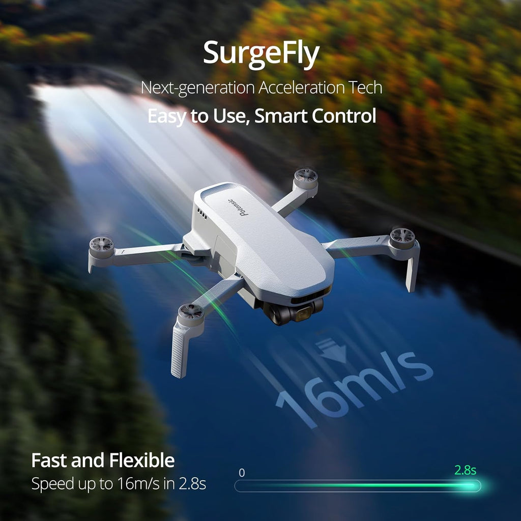 A GPS drone equipped with a 4K EIS camera, weighing less than 249 grams, with a flight duration of 62 minutes, a 4-kilometer FPV transmission range, a maximum flight speed of 16 meters per second, automatic return to base, a lightweight and foldable