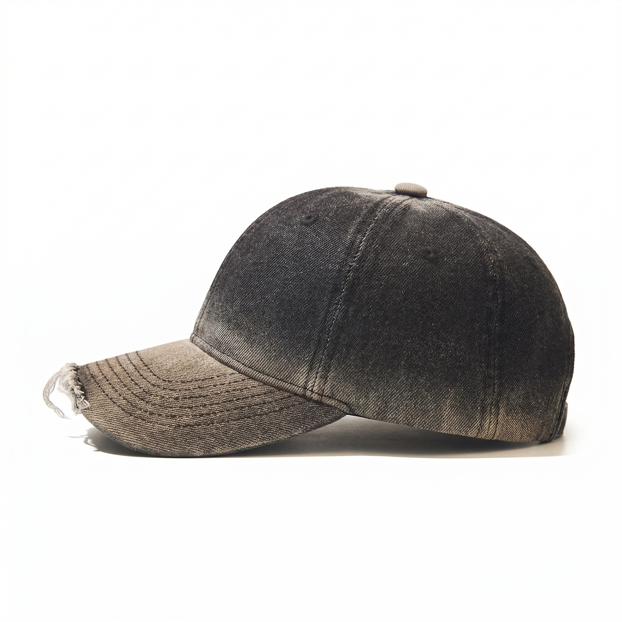 Distressed Gradient Denim Cap — Adjustable Sunshade Hat
