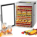 Food Dehydrator Machine, 12 Trays ALL Stainless Steel, Dual fan 360° Efficient Drying, 24H Adjustable Timer & 30℃ to 90℃ Temperature Control, Overheat Protection, 800W