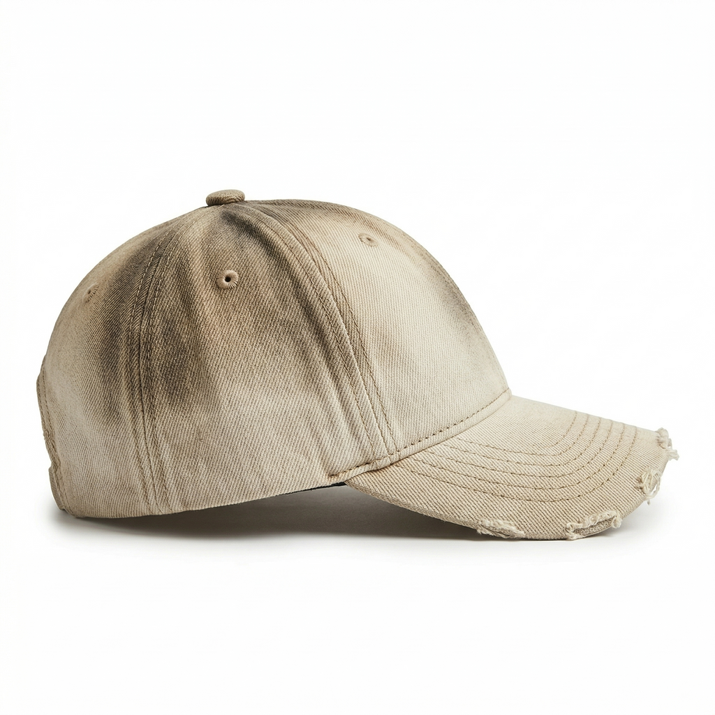 Distressed Gradient Denim Cap — Adjustable Sunshade Hat