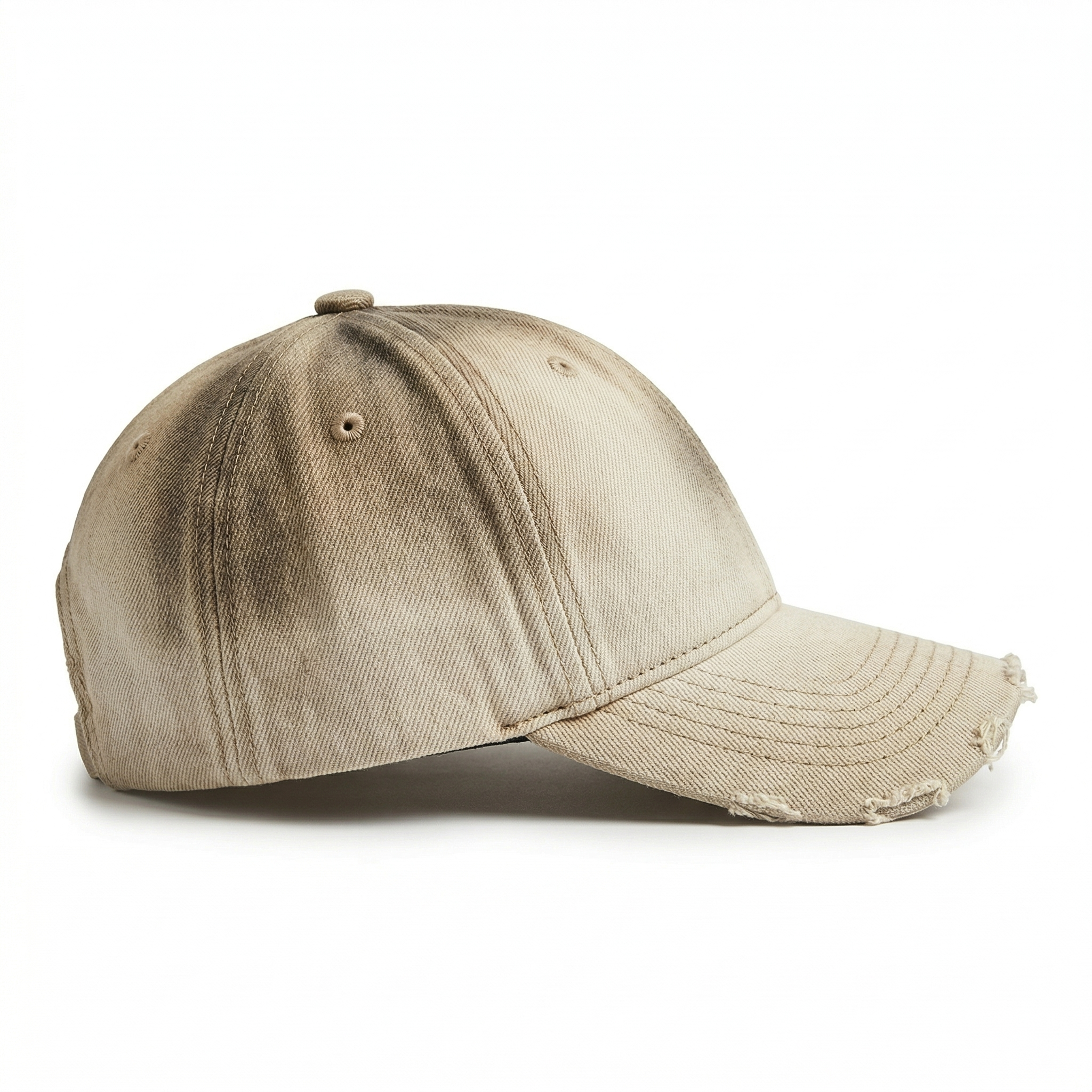 Distressed Gradient Denim Cap — Adjustable Sunshade Hat