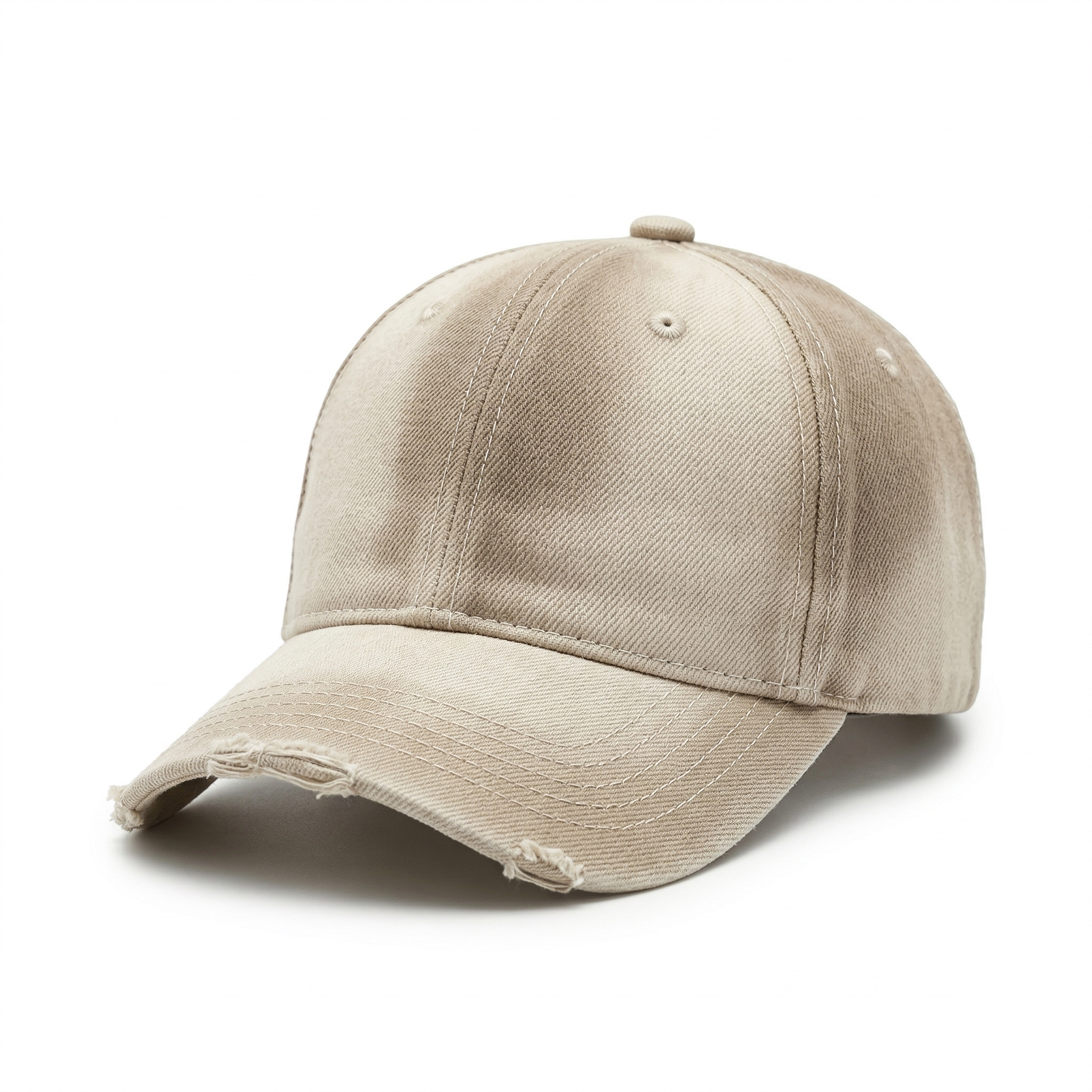 Distressed Gradient Denim Cap — Adjustable Sunshade Hat