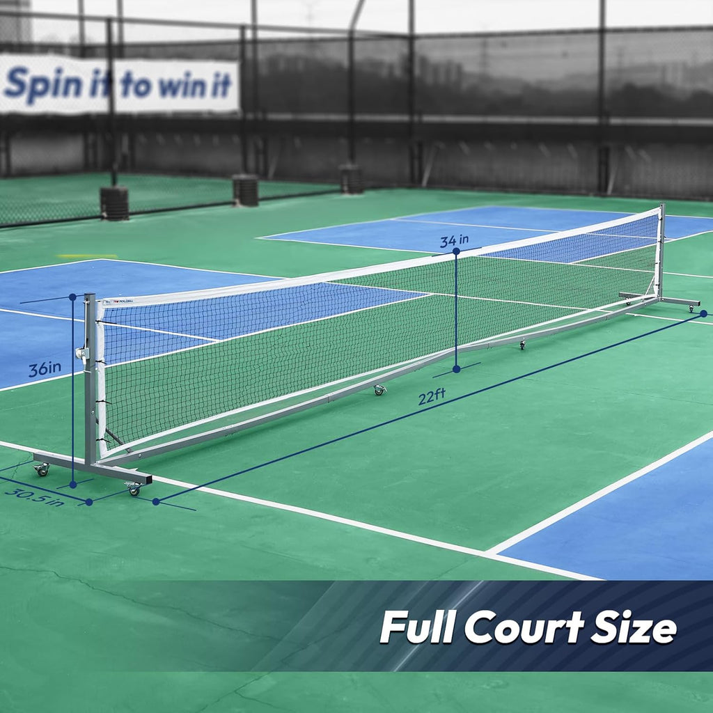 A high-quality wheeled squash net, easy to move, in line with tournament specifications, with a non-collapse design and a winch system, is perfect for outdoor courts and indoor gym floors.