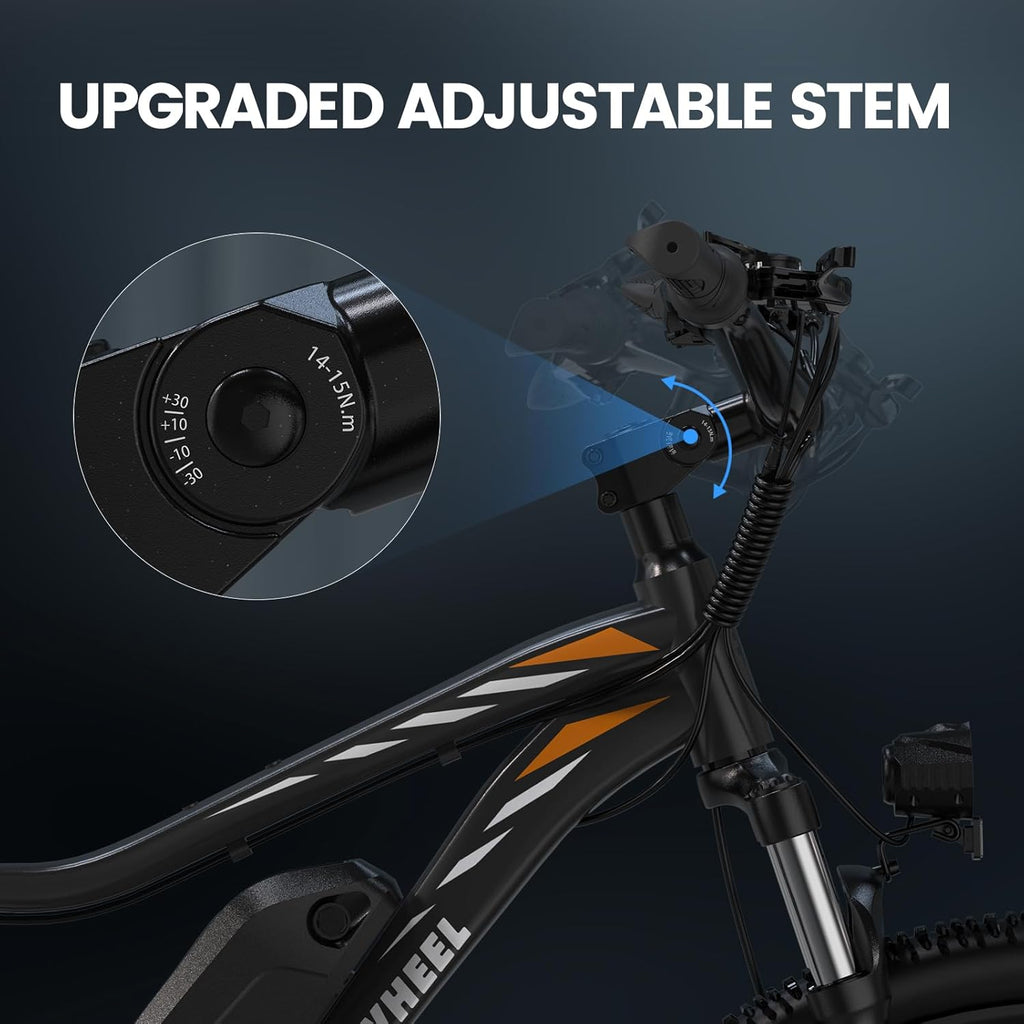 An electric bicycle suitable for adults, equipped with a peak power motor of 1000 watts and a detachable battery of 468 watt-hours, with a maximum speed of 37 kilometers per hour, and featuring a color LCD display. It is an electric mountain bike for