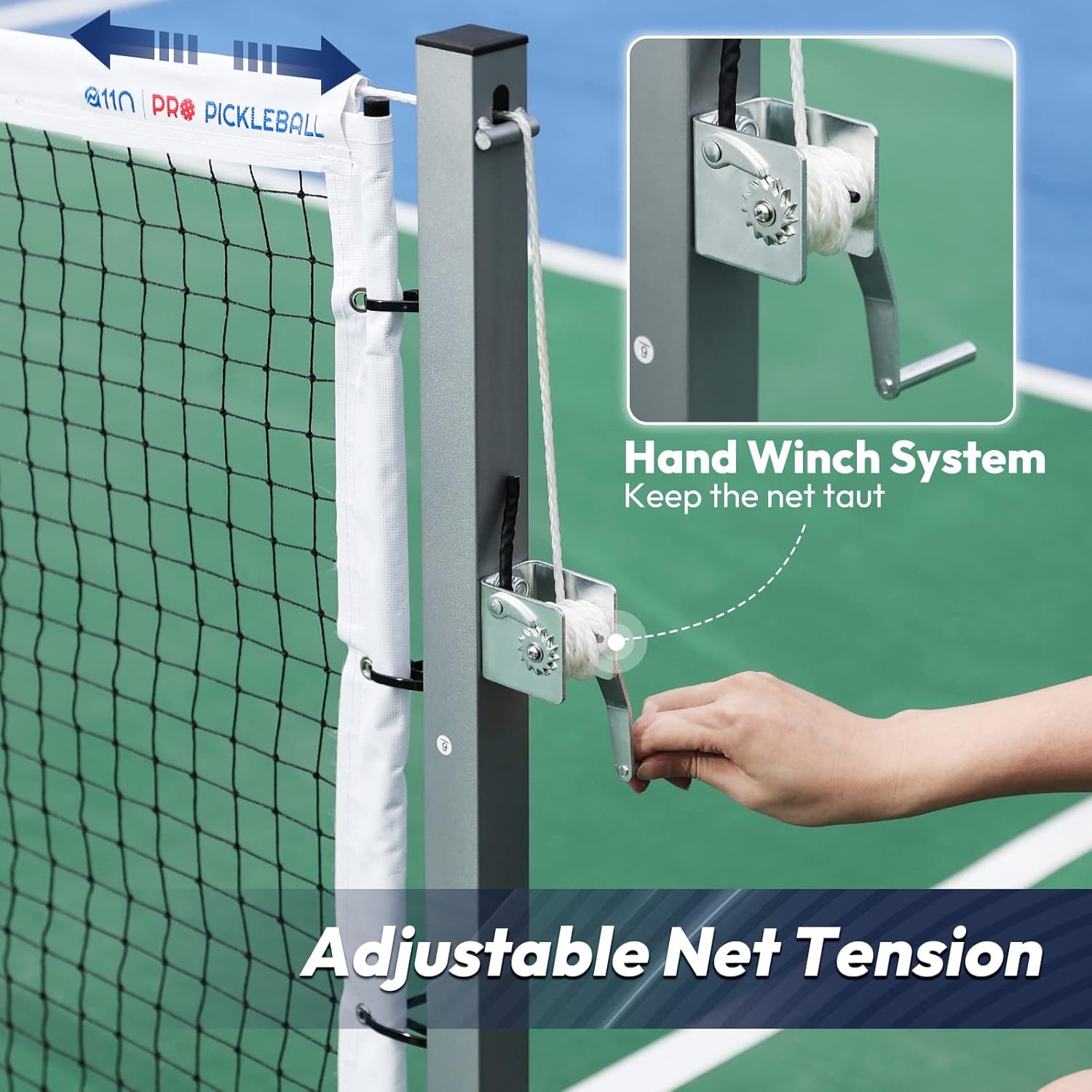 A high-quality wheeled squash net, easy to move, in line with tournament specifications, with a non-collapse design and a winch system, is perfect for outdoor courts and indoor gym floors.