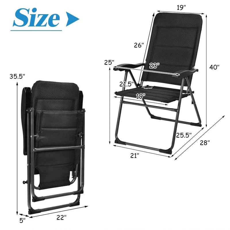 2 Pack Folding Patio Chairs 7 Position Adjustable Lawn Chair Recliner Camping Chair Compact Outdoor Sling Chair Fully Assembly - Comfortable And Ergonomic Design