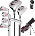 8 sets of complete men's golf clubs (left and right hand versions) suitable for men/women. Includes a stand bag and a bag with a rain cover.