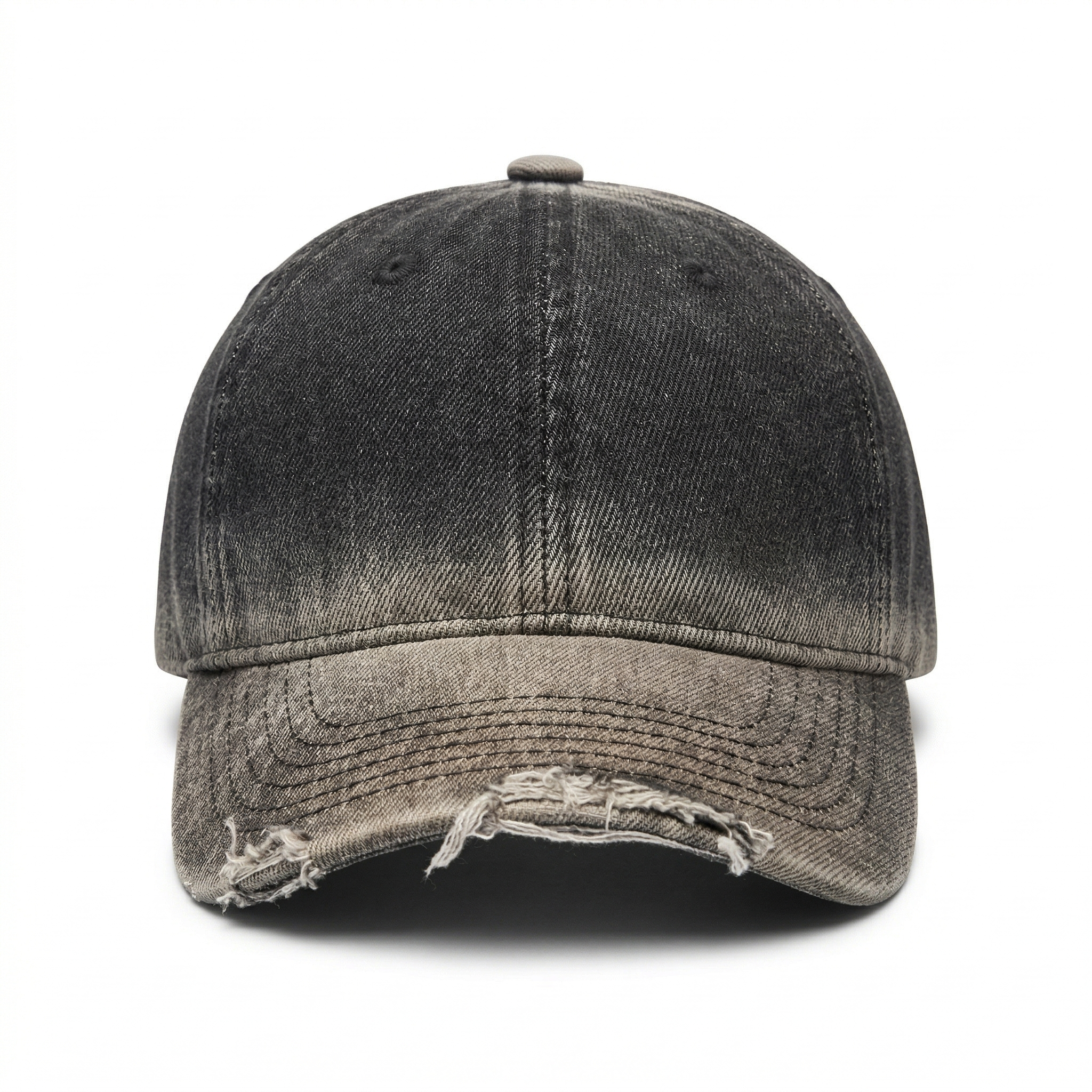 Distressed Gradient Denim Cap — Adjustable Sunshade Hat